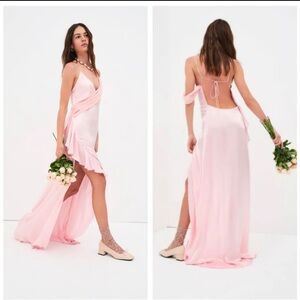 lana tie-back satin maxi dress Ciao, Bella Tied Back Satin Maxi Dress Midnight Blue